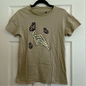 Beige skeleton graphic tee